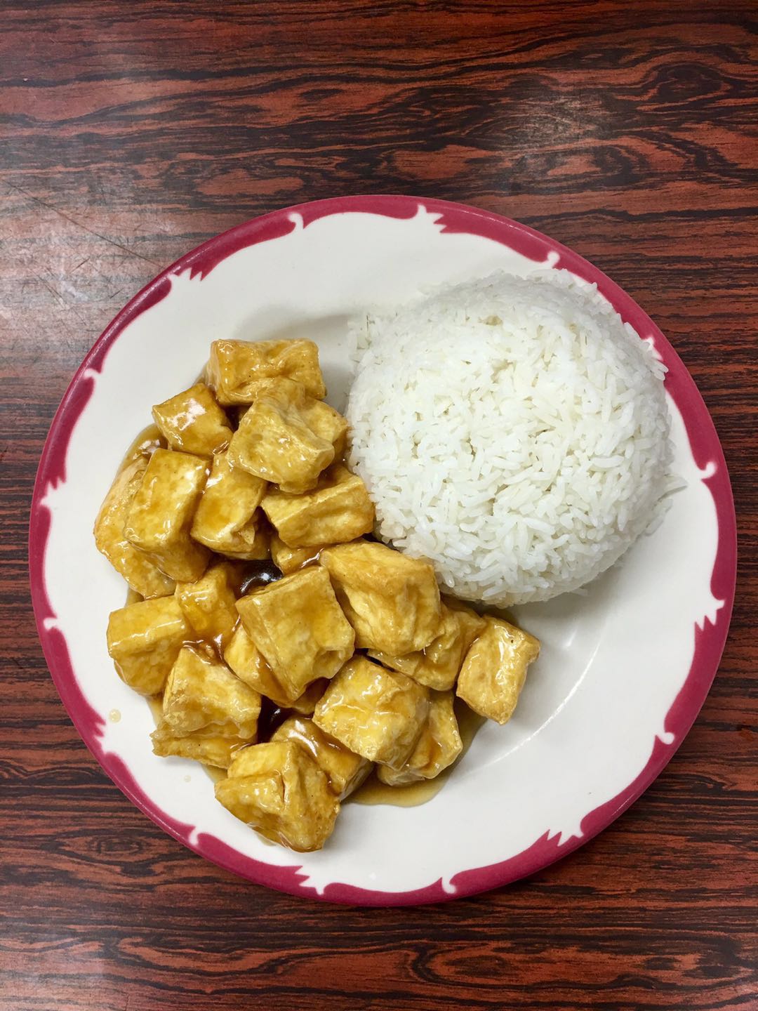 Tofu with Oyster Sauce on Steamed Rice
